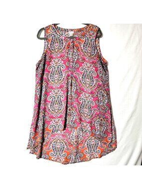 Spense Hi Low Tunic Top Womens Sz XLT Sleeveless 4 Button Front Closure Paisley